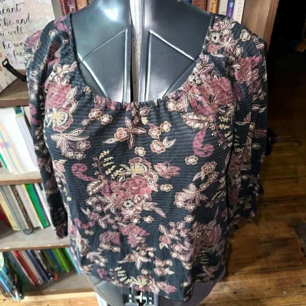 Lucky Brand floral boho M cottagecore blouse